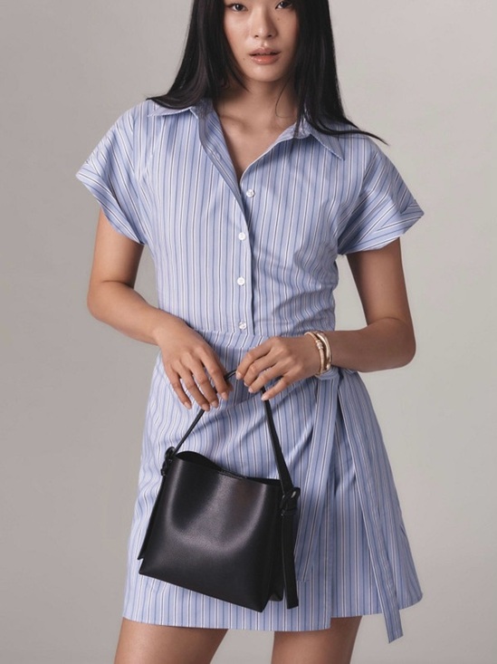 Maeve Dresses & Skirts - Anthropologie Maeve Mave Striped Wrap Mini Shirt Dress Blue XL